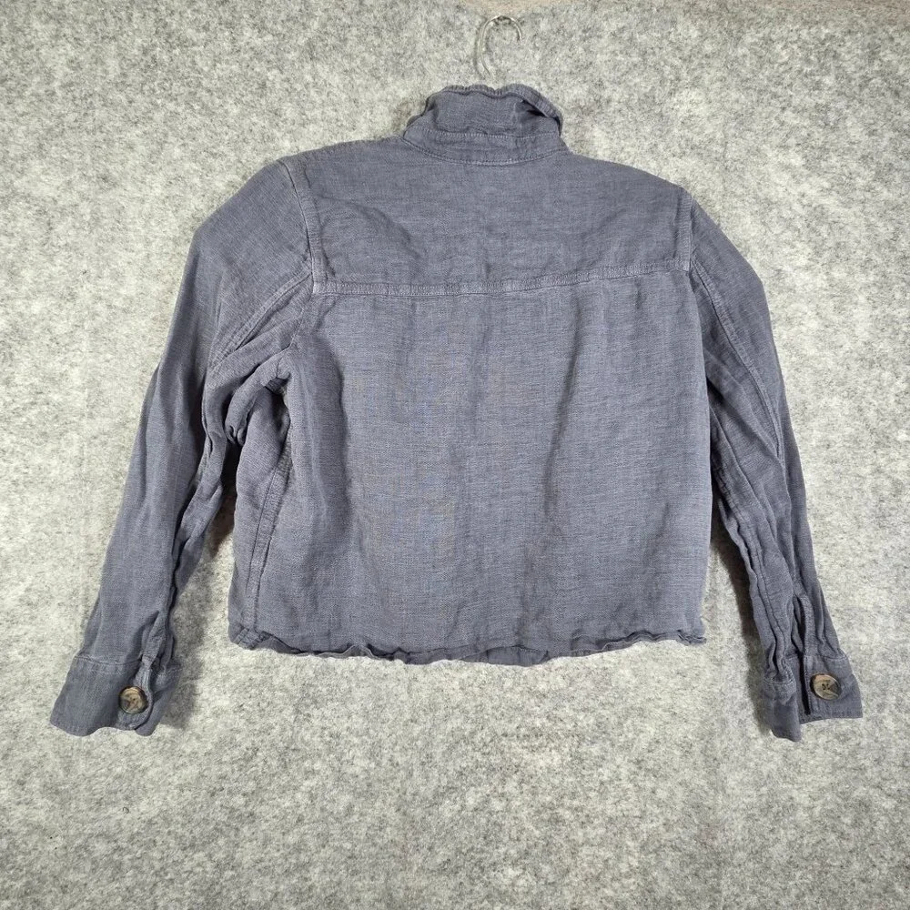 Nicole Miller Linen Cropped Jacket Blue Button Front Lightweight Women's XL Coas - Picture 6 of 9